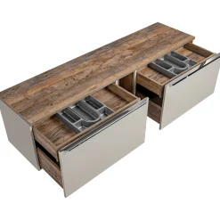 Garnero Arredamenti Mobile bagno sospeso 180cm 2 cassettoni e 2 cassetti attrezzati e 2 vani grigio quercia Serif