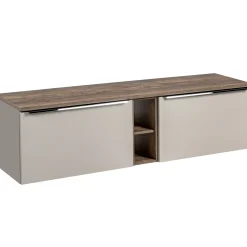 Garnero Arredamenti Mobile bagno sospeso 180cm 2 cassettoni e 2 cassetti attrezzati e 2 vani grigio quercia Serif