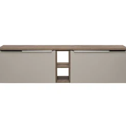 Garnero Arredamenti Mobile bagno sospeso 180cm 2 cassettoni e 2 cassetti attrezzati e 2 vani grigio quercia Serif