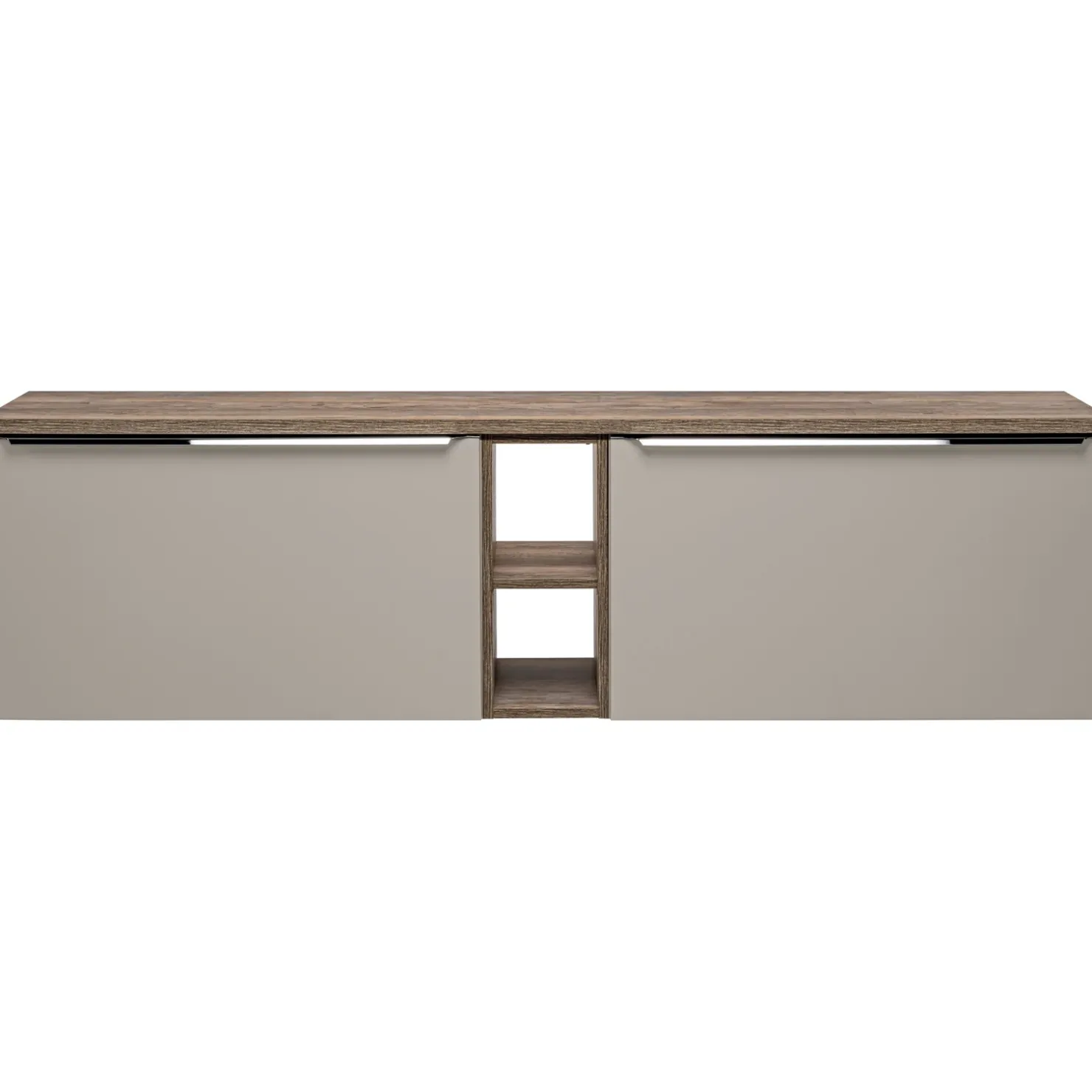 Garnero Arredamenti Mobile bagno sospeso 180cm 2 cassettoni e 2 cassetti attrezzati e 2 vani grigio quercia Serif