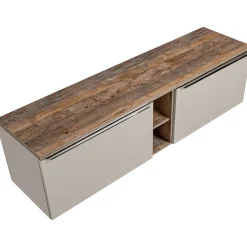 Garnero Arredamenti Mobile bagno sospeso 180cm 2 cassettoni e 2 cassetti attrezzati e 2 vani grigio quercia Serif