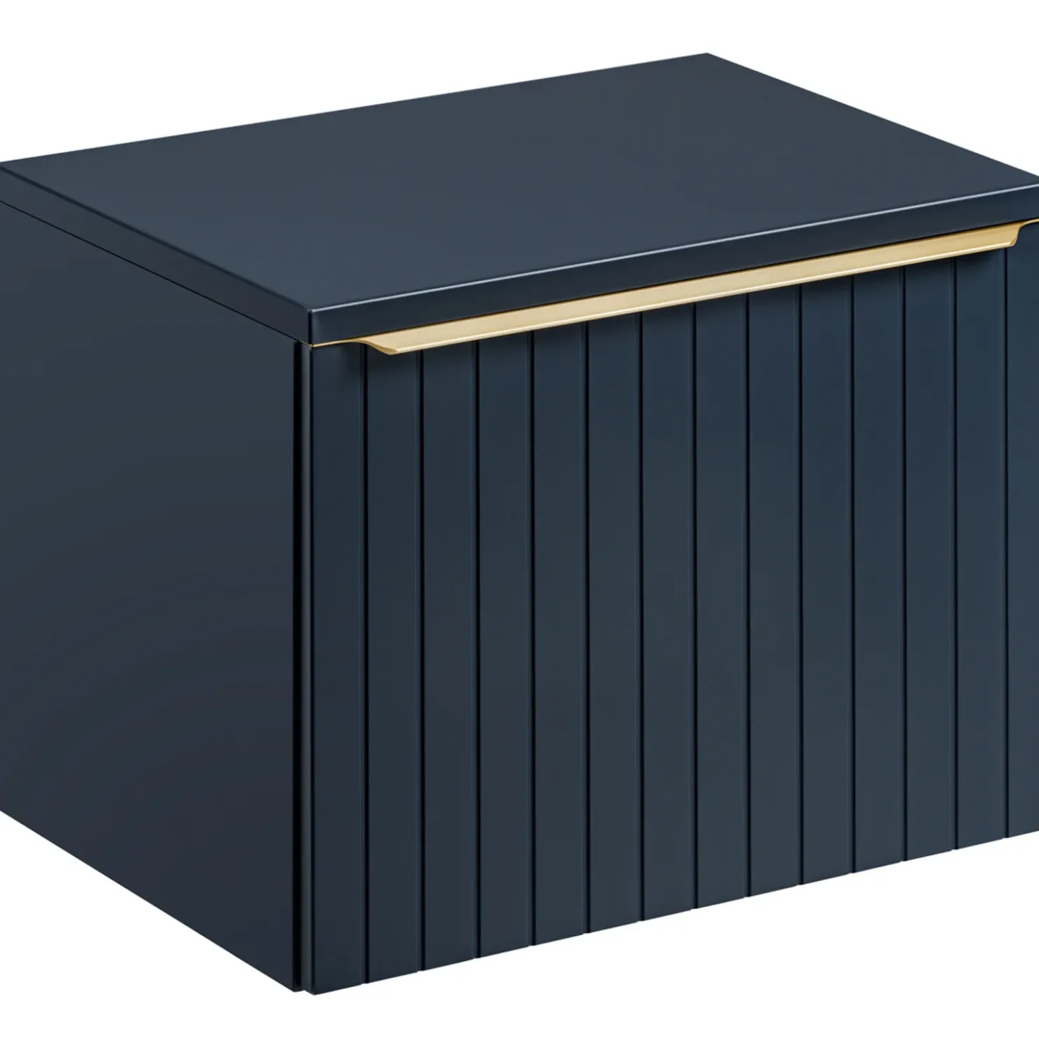 Garnero Arredamenti Mobile bagno sospeso 80cm 1 cassettone e 1 cassetto attrezzato cannettato blu Deep Sale