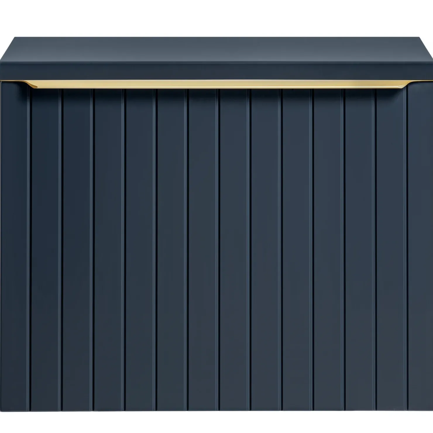 Garnero Arredamenti Mobile bagno sospeso 80cm 1 cassettone e 1 cassetto attrezzato cannettato blu Deep Sale