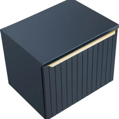 Garnero Arredamenti Mobile bagno sospeso 80cm 1 cassettone e 1 cassetto attrezzato cannettato blu Deep Sale