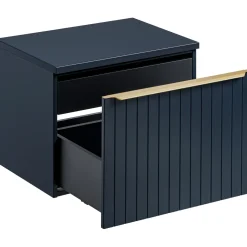 Garnero Arredamenti Mobile bagno sospeso 80cm 1 cassettone e 1 cassetto attrezzato cannettato blu Deep Sale