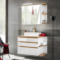 Garnero Arredamenti Mobile bagno sospeso 94cm 2 cassetti attrezzati bianco rovere Dual Outlet