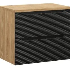 Garnero Arredamenti Mobile bagno sospeso 70cm 2 cassetti nero rovere Swim Nero - Rovere Outlet
