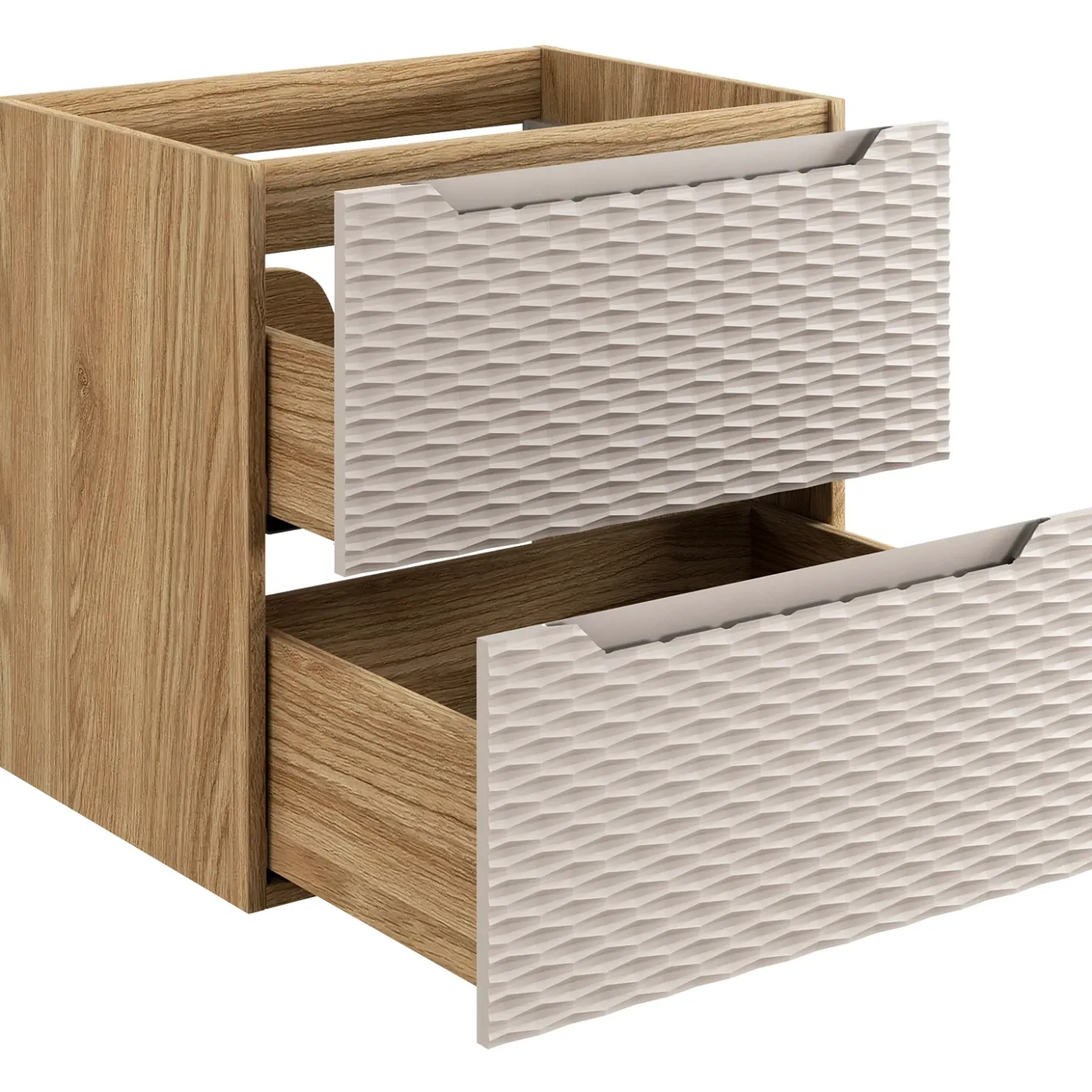 Garnero Arredamenti Mobile bagno sospeso 60cm 2 cassetti beige rovere Swim Beige - Rovere New