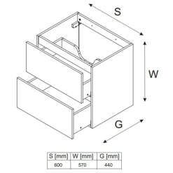 Garnero Arredamenti Mobile bagno sospeso 60cm 2 cassetti beige rovere Swim Beige - Rovere New
