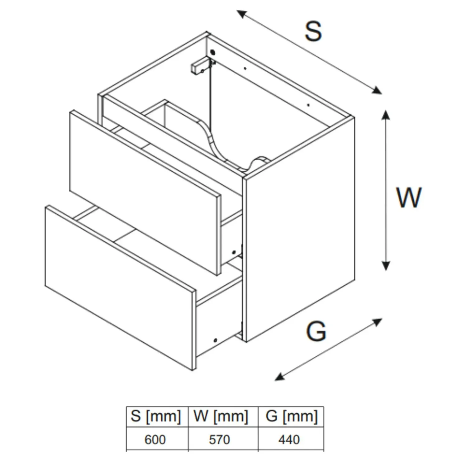 Garnero Arredamenti Mobile bagno sospeso 60cm 2 cassetti beige rovere Swim Beige - Rovere New