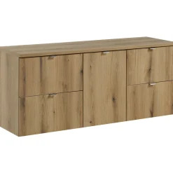 Garnero Arredamenti Mobile bagno sospeso 140cm 4 cassetti e portabiancheria Rovery Rovere New