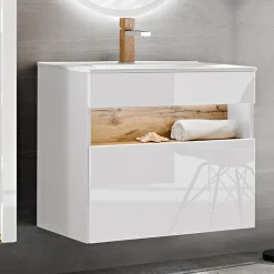 Garnero Arredamenti Mobile bagno sospeso 80cm bianco rovere Jachal Hot