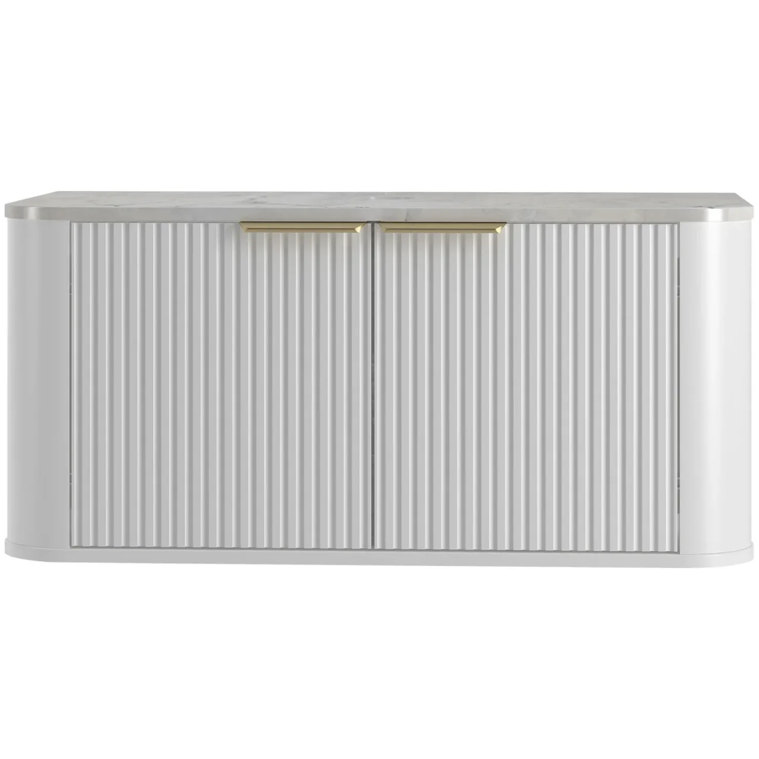 Garnero Arredamenti Mobile bagno sospeso 90cm con lavabo, colonna e pensile cannettato bianco Lusso New