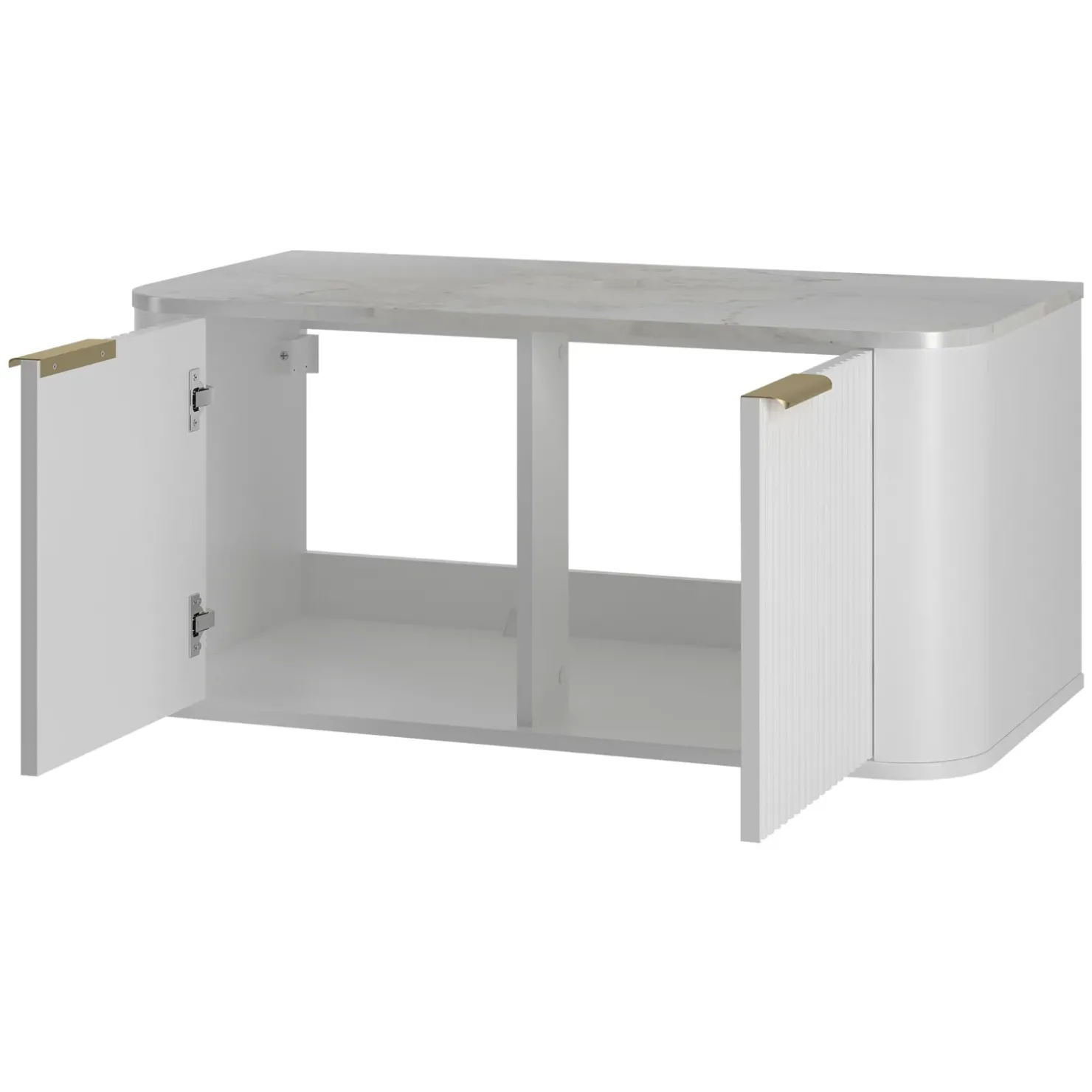 Garnero Arredamenti Mobile bagno sospeso 90cm con lavabo, colonna e pensile cannettato bianco Lusso New