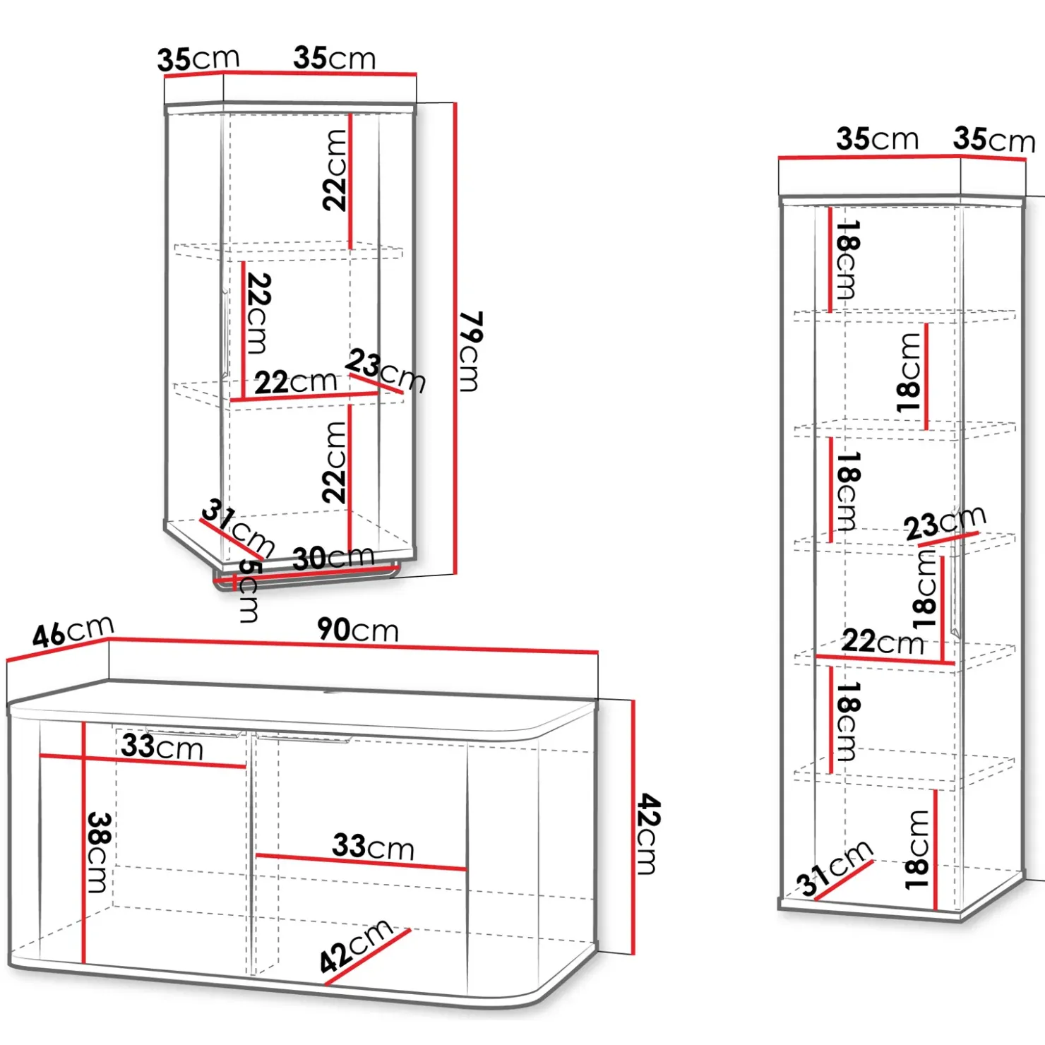 Garnero Arredamenti Mobile bagno sospeso 90cm con lavabo, colonna e pensile cannettato bianco Lusso New