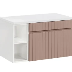 Garnero Arredamenti Mobile bagno sospeso 80cm cannettato 1 cassettone e vani rosa Autentic New