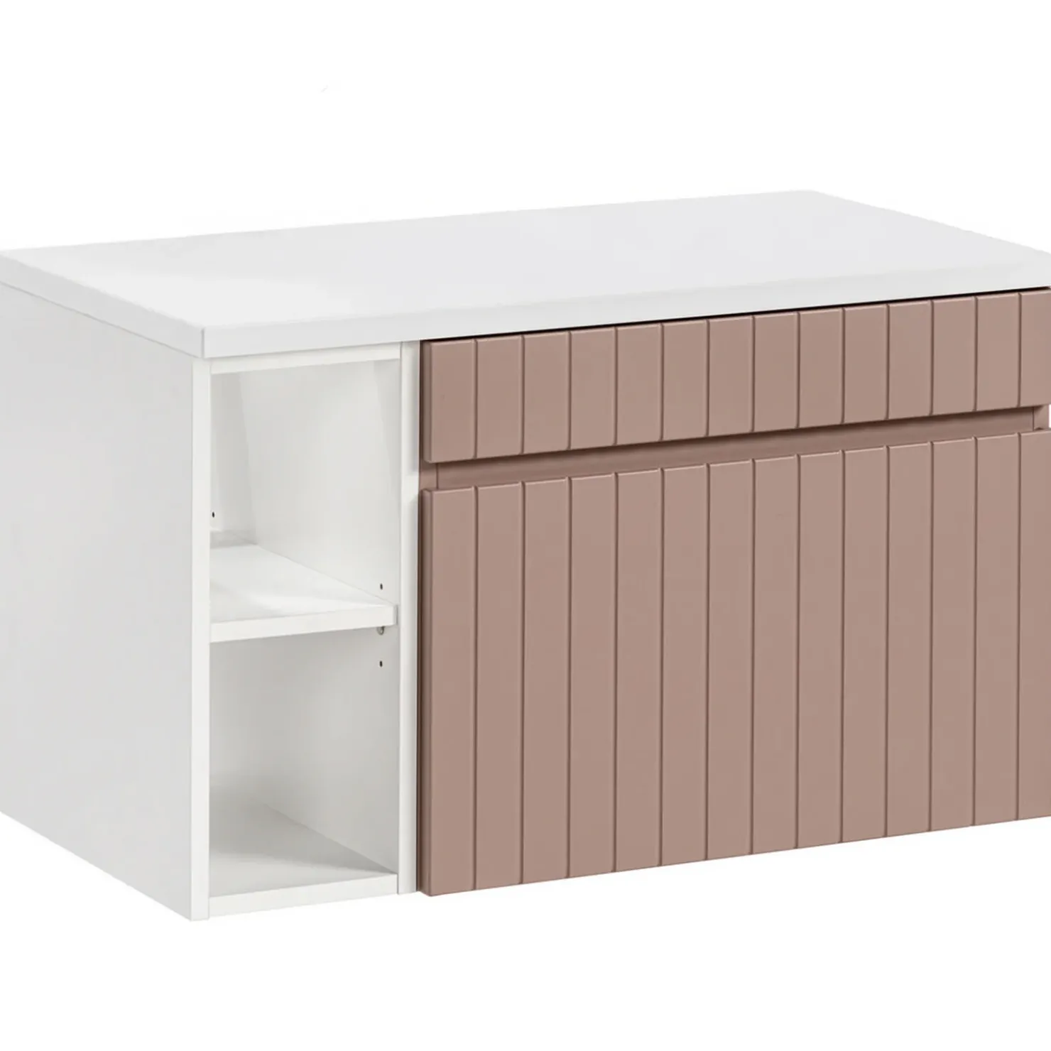 Garnero Arredamenti Mobile bagno sospeso 80cm cannettato 1 cassettone e vani rosa Autentic New