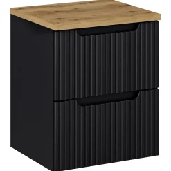 Garnero Arredamenti Mobile bagno sospeso 50cm cannettato 2 cassetti rovere Cleany Nero New