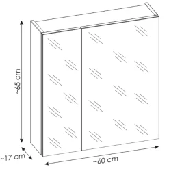 Garnero Arredamenti Mobile bagno sospeso 60cm con lavabo, mobile specchio, colonna e vani grigio quercia Serif Best