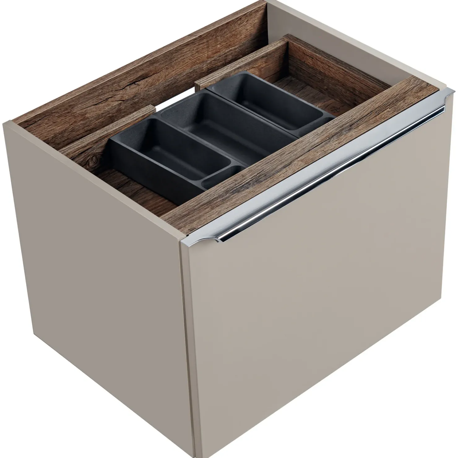 Garnero Arredamenti Mobile bagno sospeso 60cm con lavabo, mobile specchio, colonna e vani grigio quercia Serif Best