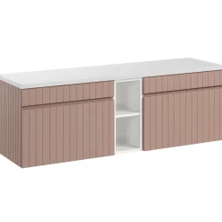 Garnero Arredamenti Mobile bagno sospeso 140cm cannettato 2 cassettoni Autentic Rosa Online