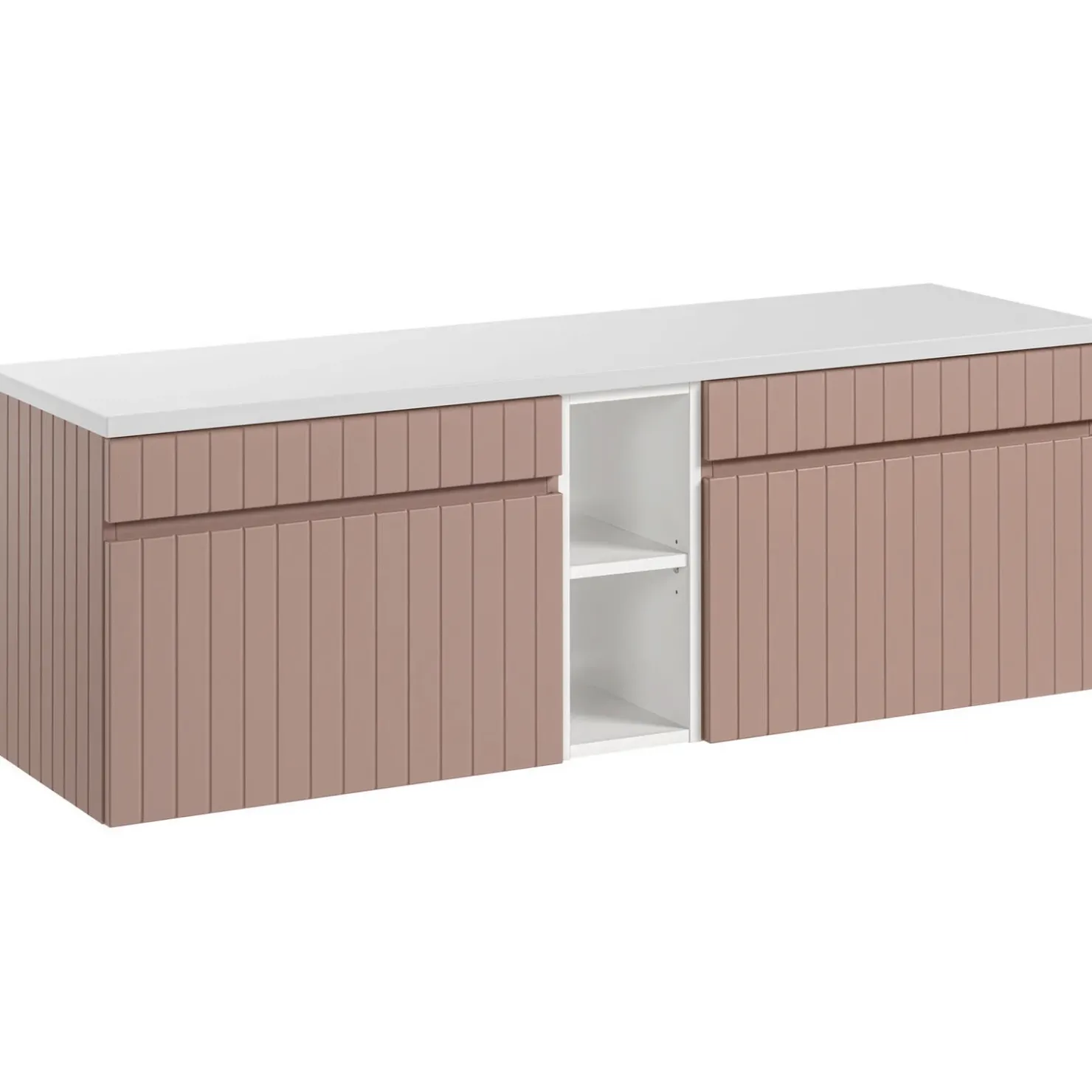 Garnero Arredamenti Mobile bagno sospeso 140cm cannettato 2 cassettoni Autentic Rosa Online