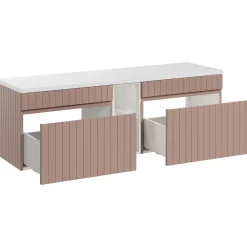 Garnero Arredamenti Mobile bagno sospeso 140cm cannettato 2 cassettoni Autentic Rosa Online