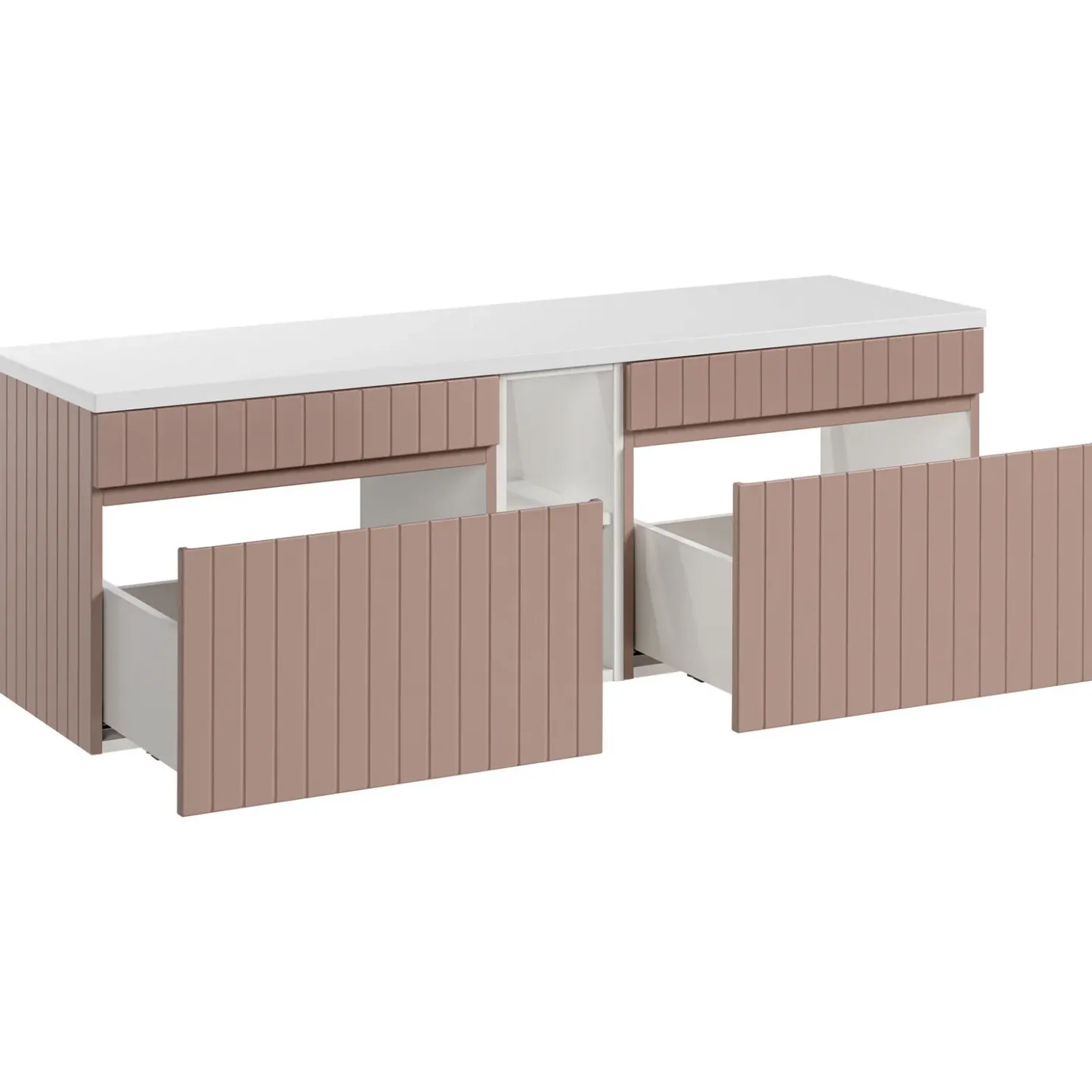 Garnero Arredamenti Mobile bagno sospeso 140cm cannettato 2 cassettoni Autentic Rosa Online