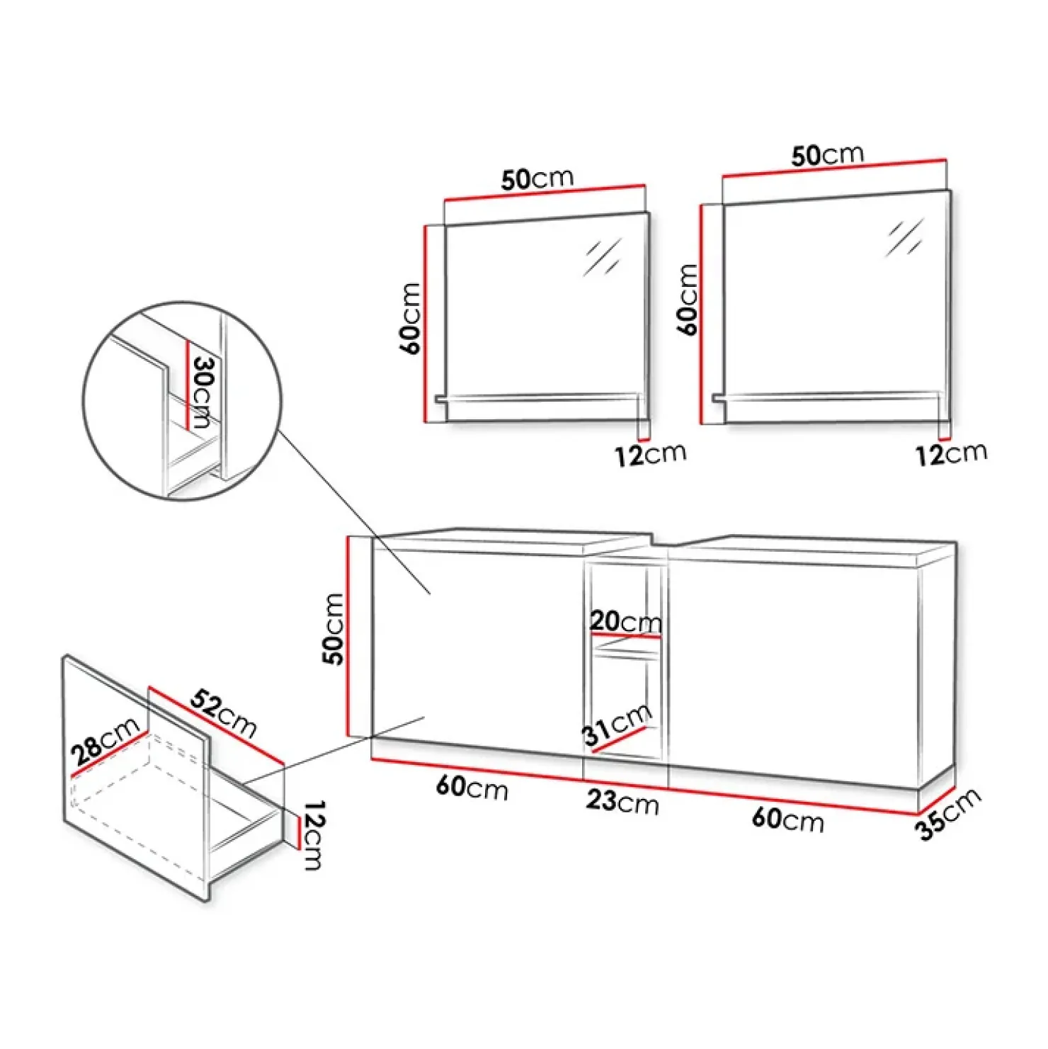 Garnero Arredamenti Mobile bagno sospeso 143cm con doppio lavabo e specchio serigrafato nero Baden 6 Nero Lucido Clearance
