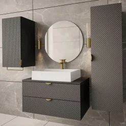 Garnero Arredamenti Mobile bagno sospeso 80cm con colonna e pensile Hakone Grigio