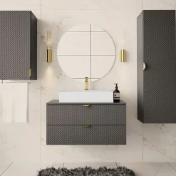 Garnero Arredamenti Mobile bagno sospeso 80cm con colonna e pensile Hakone Grigio