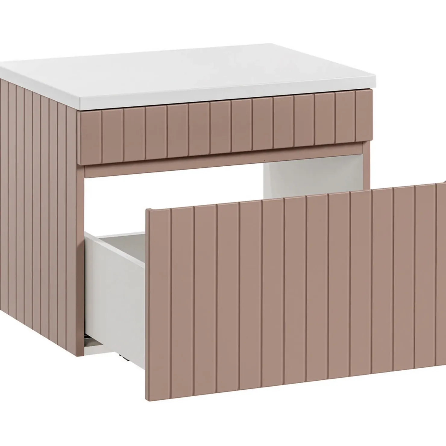 Garnero Arredamenti Mobile bagno sospeso 60cm cannettato con lavabo, colonna e specchio Autentic Rosa Hot