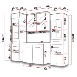 Garnero Arredamenti Mobile bagno sospeso 60cm con lavabo, specchio e 2 colonne Luz Rovere Grigio Hot