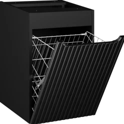 Garnero Arredamenti Mobile bagno sospeso 100cm cannettato con portabiancheria nero rovere Cleany