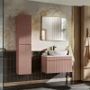Garnero Arredamenti Mobile bagno sospeso 80cm cannettato con lavabo, colonna e specchio rosa Autentic Outlet