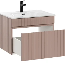 Garnero Arredamenti Mobile bagno sospeso 60cm cannettato con lavabo 1 cassettone Autentic Rosa Sale