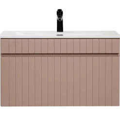 Garnero Arredamenti Mobile bagno sospeso 80cm cannettato con lavabo 1 cassettone Autentic Rosa New