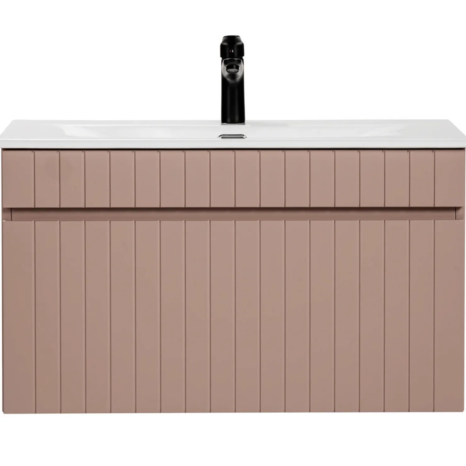Garnero Arredamenti Mobile bagno sospeso 80cm cannettato con lavabo 1 cassettone Autentic Rosa New