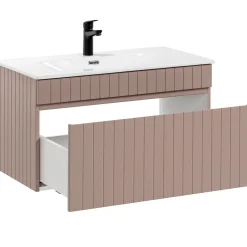 Garnero Arredamenti Mobile bagno sospeso 80cm cannettato con lavabo 1 cassettone Autentic Rosa New