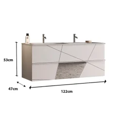 Garnero Arredamenti Mobile bagno sospeso 120cm con doppio lavabo e specchio bianco lucido specchi Olimpo Clearance