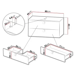 Garnero Arredamenti Mobile bagno sospeso 80cm con lavabo 2 cassetti maniglie oro nero Bursa 4 Nero Lucido - Oro Outlet