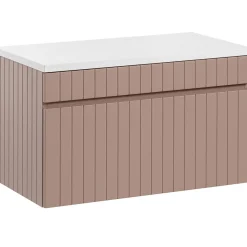 Garnero Arredamenti Mobile bagno sospeso 80cm cannettato 1 cassettone Autentic Rosa