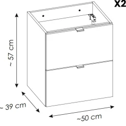 Garnero Arredamenti Mobile bagno sospeso 100cm con 2 lavabi e colonna rovere Rovery