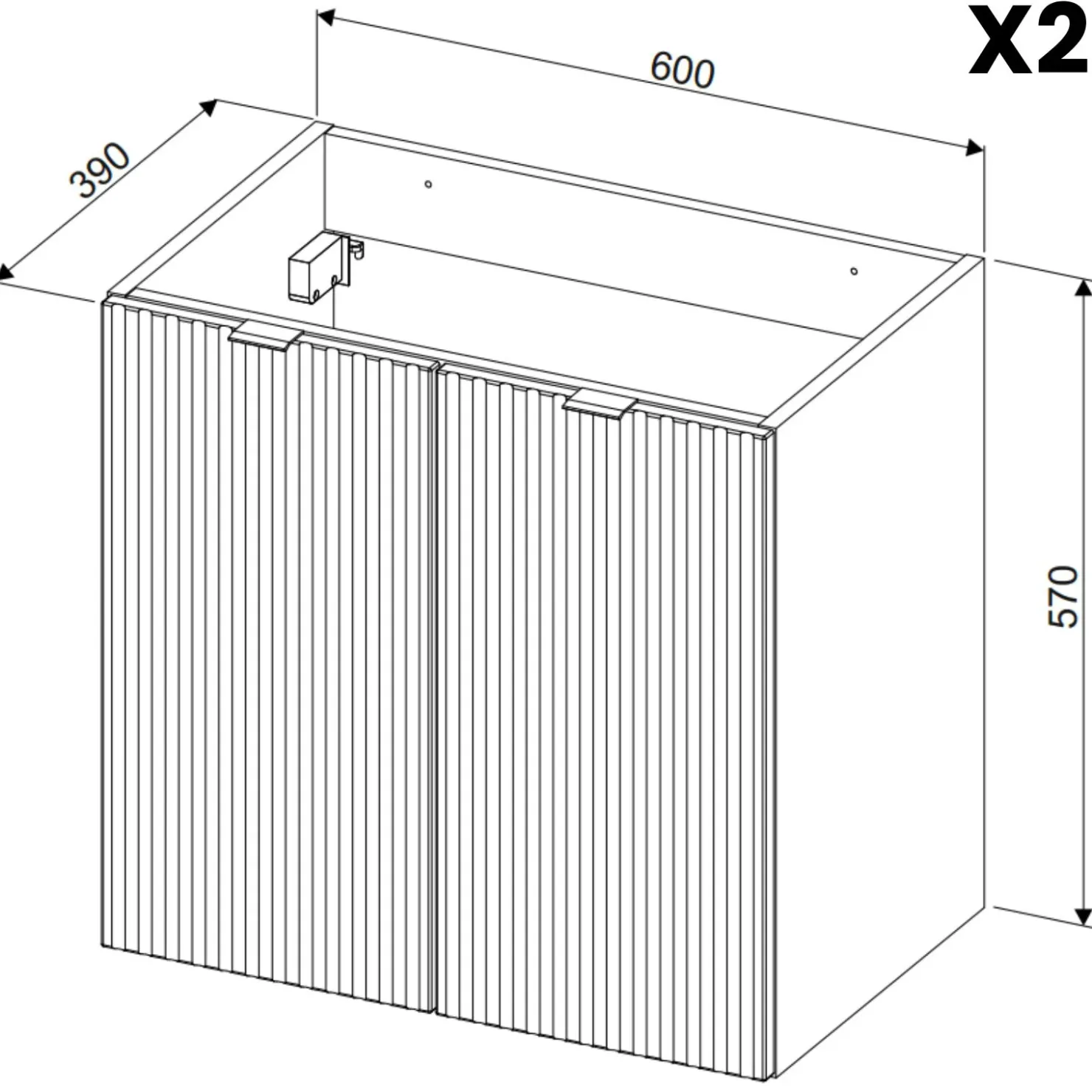 Garnero Arredamenti Mobile bagno sospeso 120cm cannettato 4 ante beige rovere Cleany Outlet