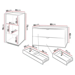 Garnero Arredamenti Mobile bagno sospeso 80cm con pensile nero Hakone 3 Nero Lucido Best