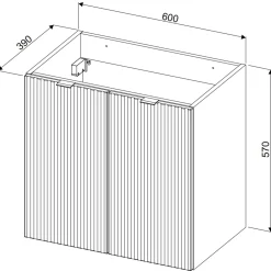Garnero Arredamenti Mobile bagno sospeso 60cm cannettato con lavabo 2 ante verde salvia Greeny Online