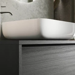 Garnero Arredamenti Mobile bagno sospeso 105cm con lavabo 2 cassetti nero frassinato Absolut Online