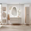 Garnero Arredamenti Mobile bagno sospeso 120cm con lavabo, specchio, colonna e 3 pensili beige rovere Swim Clearance