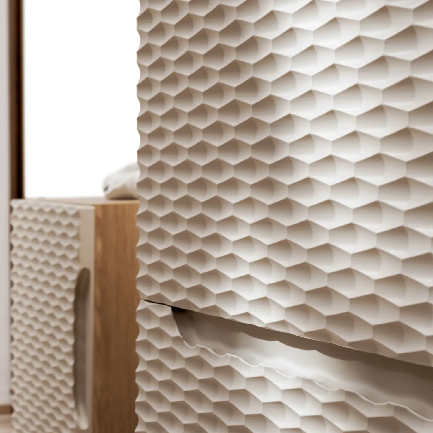 Garnero Arredamenti Mobile bagno sospeso 120cm con lavabo, specchio, colonna e 3 pensili beige rovere Swim Clearance