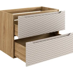 Garnero Arredamenti Mobile bagno sospeso 120cm con lavabo, specchio, colonna e 3 pensili beige rovere Swim Clearance